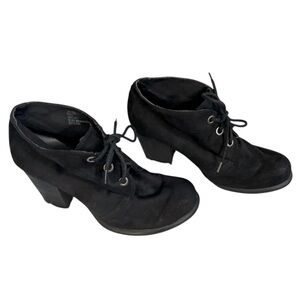 Mia Faux Suede Black Ankle Lace Up Block Heel Boots Sz 7.5